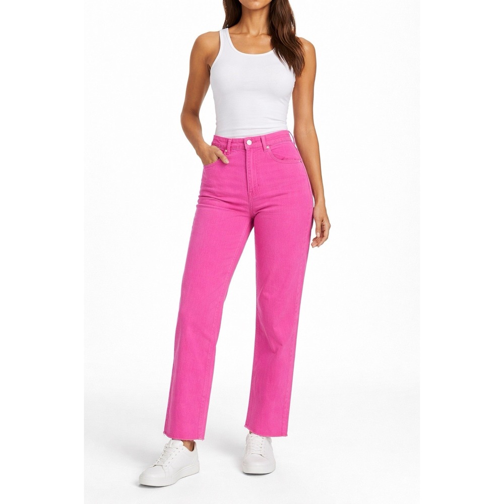 [BLANKNYC] The Baxter‎ Jeans Women's 26 Pink Ribcage Straight Leg Raw Hem NWT